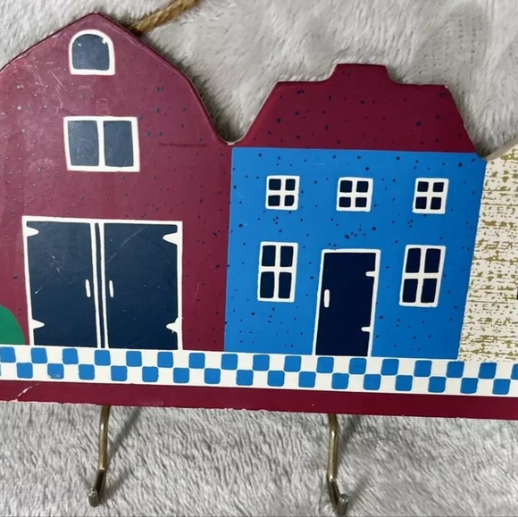 Vintage Key Holder / Leash Holder Etc w x4 Metal Hooks Farmhouse Style Wood - Picture 5 of 10